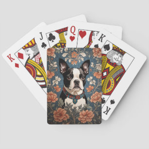 Beautiful Boston Terrier William Morris Inspiriert Spielkarten