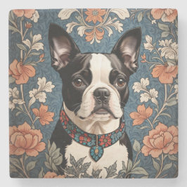 Beautiful Boston Terrier William Morris Inspiriert Steinuntersetzer