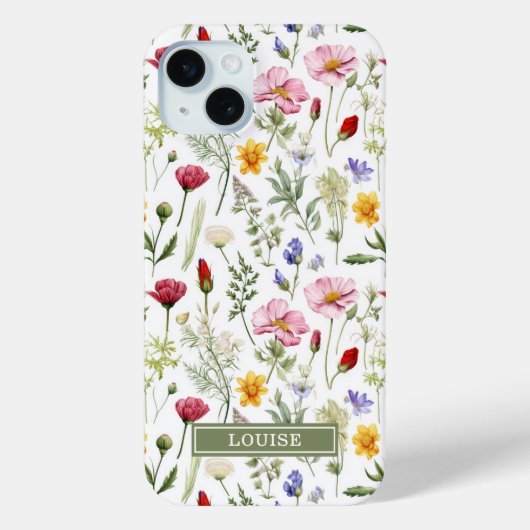 Beautiful Botanical Wildflowers Name Case-Mate iPhone Hülle (Rückseite)