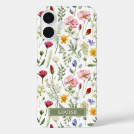 Beautiful Botanical Wildflowers Name iPhone 16 Hülle