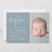 Beautiful Boy Foto Dusty Blue Taufe Einladung (Vorderseite)