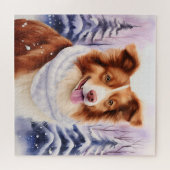 Beautiful Brown Border Collie Dog Puzzle (Horizontal)