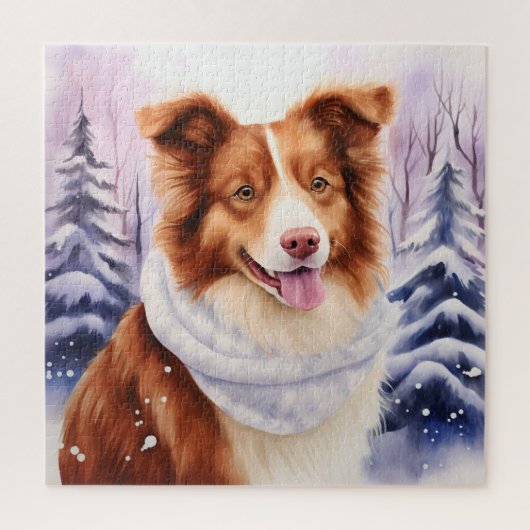 Beautiful Brown Border Collie Dog Puzzle (Vertikal)