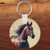  Beautiful Brown Horse Custom Name  Schlüsselanhänger (Rückseite)