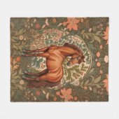 Beautiful Brown Horse William Morris Inspired  Fleecedecke (Vorderseite (Horizontal))