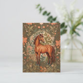 Beautiful Brown Horse William Morris Inspiriert Postkarte (Stehend Vorderseite)