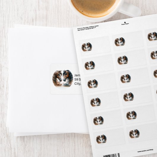 Beautiful Brown Horses Address Label Adressaufkleber