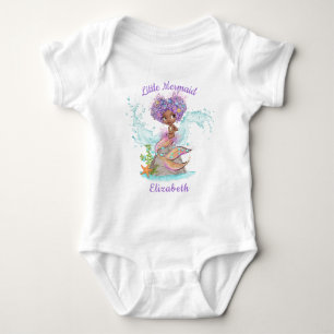 Beautiful Brown Mermaid Birthday Girl Baby Strampler