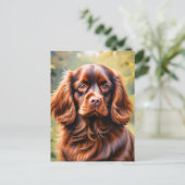 Beautiful Brown Spanel Dog Postkarte (Stehend Vorderseite)