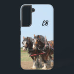 Beautiful Brown Work Horse Team Custom Initials Samsung Galaxy Hülle<br><div class="desc">für Pferdefreunde ein wunderschönes,  laufendes braunes oder schachiges Arbeitspferd mit benutzerdefinierten Initialen</div>
