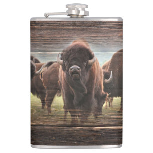 Beautiful Buffalo Herd Flachmann