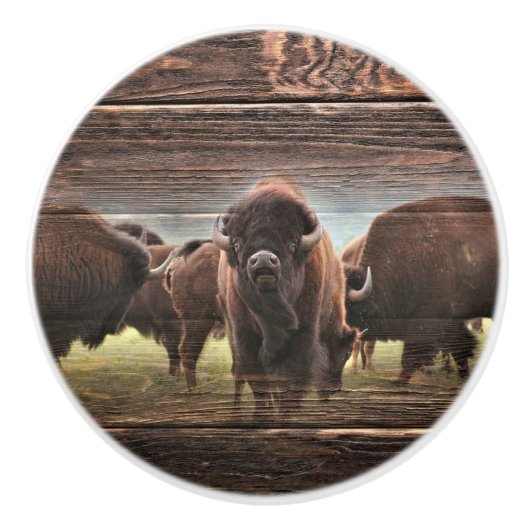 Beautiful Buffalo Herd Keramikknauf (Vorderseite)