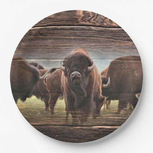 Beautiful Buffalo Herd Pappteller (Vorderseite)