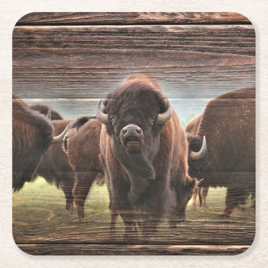 Beautiful Buffalo Herd Rechteckiger Pappuntersetzer (Vorderseite)