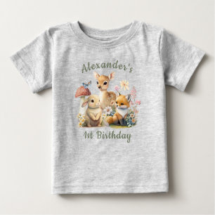 Beautiful Bunny Deer Fox Floral Erster Geburtstag Baby T-shirt