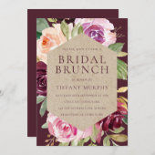 Beautiful Burgund Floral Brautparty Brunch Einladung (Vorne/Hinten)