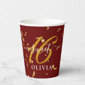 Beautiful Burgundy Confetti Sweet 16 Sechzehn Pappbecher (Vorderseite)