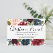 Beautiful Burgundy Red Floral Christmas Brunch Einladung (Stehend Vorderseite)