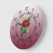 Beautiful burgundy Rose Sage Green Round Clock Große Wanduhr (Winkel)