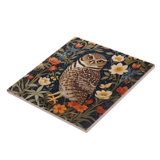 Beautiful Burrowing Owl William Morris Inspiriert Fliese (Seite)
