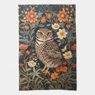 Beautiful Burrowing Owl William Morris Inspiriert Geschirrtuch