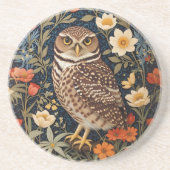 Beautiful Burrowing Owl William Morris Inspiriert Getränkeuntersetzer (Vorne)