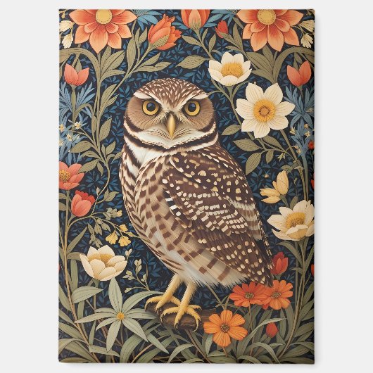 Beautiful Burrowing Owl William Morris Inspiriert Magnet (Vorderseite)