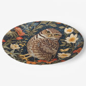 Beautiful Burrowing Owl William Morris Inspiriert Pappteller (Schrägansicht)