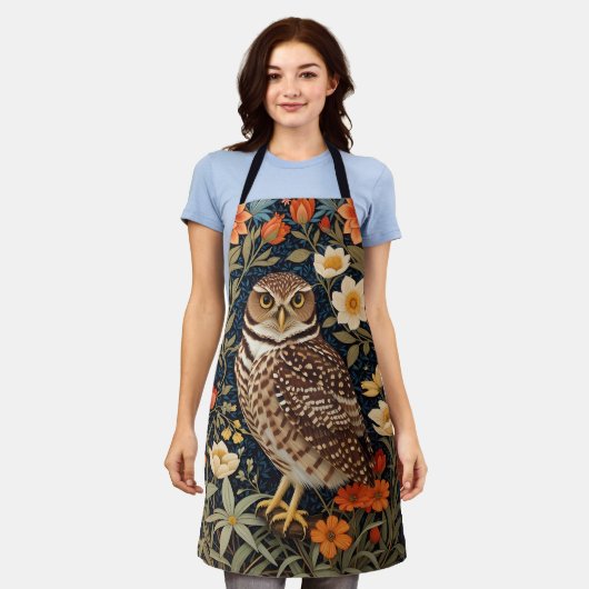 Beautiful Burrowing Owl William Morris Inspiriert Schürze (Getragen)