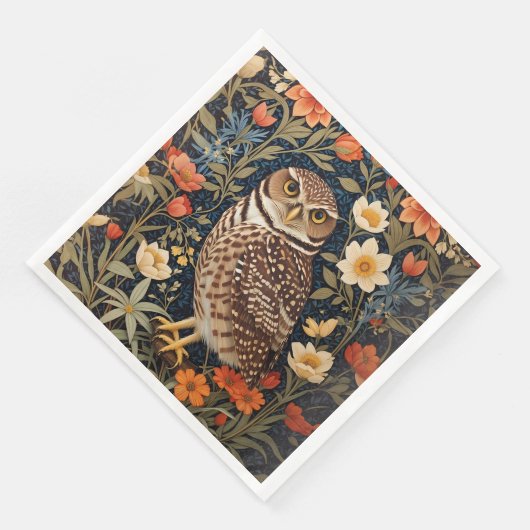 Beautiful Burrowing Owl William Morris Inspiriert Serviette (Ecke)