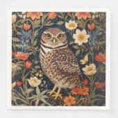 Beautiful Burrowing Owl William Morris Inspiriert Serviette (Vorderseite)