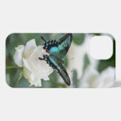 Beautiful Butterfly and white roses iPhone Hülle (Rückseite (Horizontal))