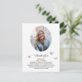 Beautiful Butterfly Foto Beerdigung Vielen Dank Dankeskarte (Stehend Vorderseite)