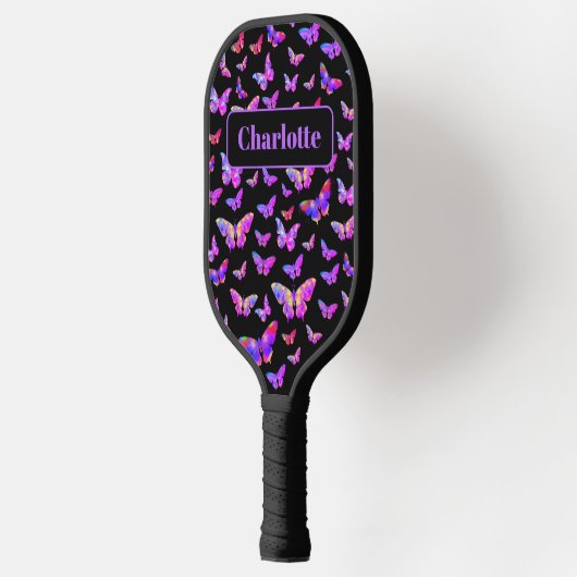 Beautiful Butterfly Pattern Monogram Name Pickleball Schläger (Links)