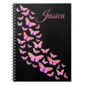 Beautiful Butterfly Pattern rosa Monogramm Name Notizblock (Vorderseite)