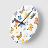 Beautiful Butterfly Pattern with Name Runde Wanduhr (Winkel)
