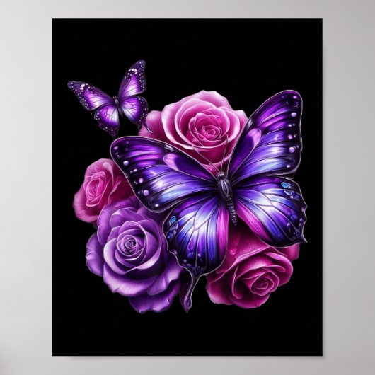 Beautiful Butterfly Purple Rose Butterfly Lovers G Poster (Vorne)