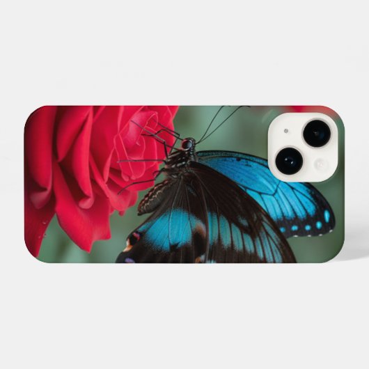 Beautiful Butterfly Red Rose - iPhone Hülle (Rückseite (Horizontal))
