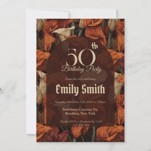 Beautiful Call Lilies Charm Birthday  Einladung (Vorderseite)