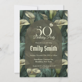 Beautiful Call Lilies Themed Milestone Birthday Einladung