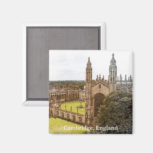 Beautiful Cambridge England UK Panorama View Magnet (Vorderseite/Rückseite)