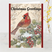 Beautiful Cardinal Christmas Greeting Card Karte (Gelbe Blume)