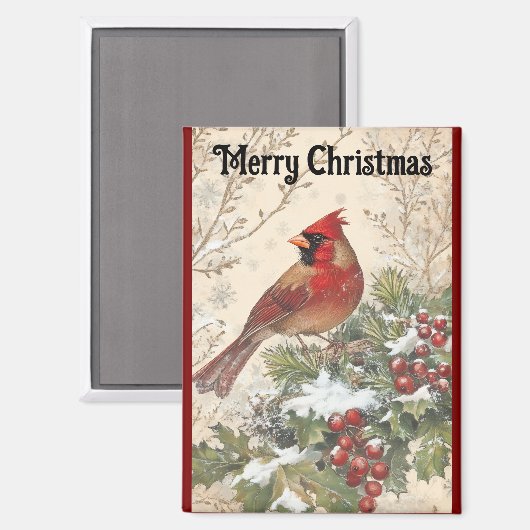 Beautiful Cardinal Christmas Magnet (Vorderseite/Rückseite)