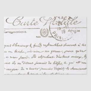 Beautiful Carte Postale Französisches Skript-Tissu Seidenpapier