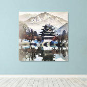 Beautiful Castle On Lake Leinwanddruck (Insitu (Holzboden))