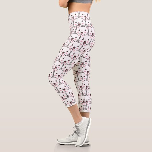 Beautiful Cat Face Cartoon Pattern Capri Leggings (Links)