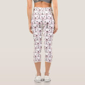 Beautiful Cat Face Cartoon Pattern Capri Leggings (Rückseite)
