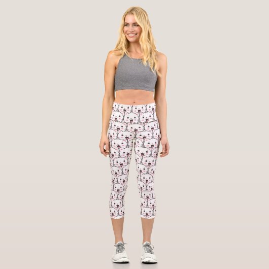 Beautiful Cat Face Cartoon Pattern Capri Leggings (Vorderseite)