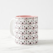 Beautiful Cat Face Cartoon Pattern Zweifarbige Tasse (Vorderseite Links)