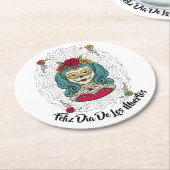 Beautiful Catrina Feliz Día de Muertos Runder Pappuntersetzer (Angewinkelt)